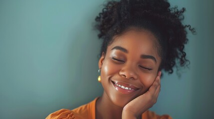 Wall Mural - Beautiful smiled black woman kiss expression, hand kiss away pose