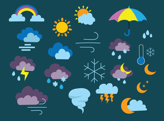 a collection weather of drawings of different shapes and colors with the moon and the moon.