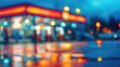 © Rizvan - Modern gas station exterior seen through blurred lens