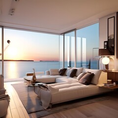 Poster -  modern-apartment-interior-design-of-a-flat-with-view-on-the-sea