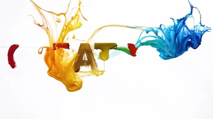 Poster - The word creativity spelled out in capital letters with colorful paint splattering and dripping, symbolizing artistic expression
