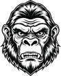 © Vectorigo - An Angry gorilla head in monochrome style vector
