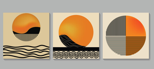 Poster - Abstract geometric background design collection for wall decoration, postcard or brochure cover design. Minimalist geometric design with simple shapes and elements. Modern artistic vector