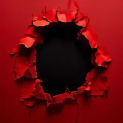 Poster - red-ripped-hole-in-black-paper