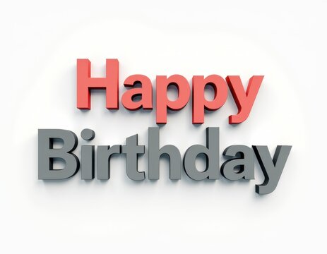 Happy Birthday typography, 3D rendered text effect. Celebration, event concept banner design.