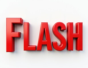 Wall Mural - Bold red 3D text spelling 'FLASH' on a plain white background.