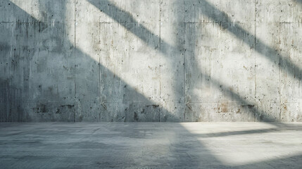 Leinwandbilder - Sunlight streaming into an empty concrete room through a high window, creating abstract shadows on the wall