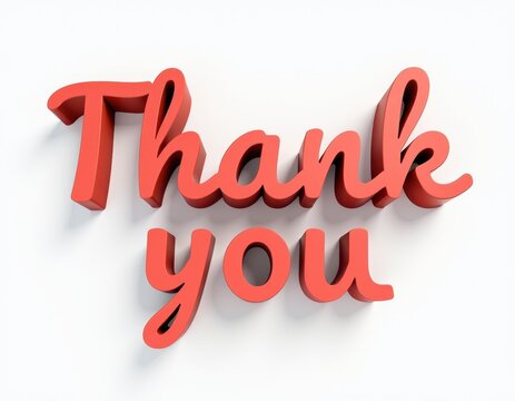 Thank you message 3D text typography design. Modern thanks lettering graphic element web banner illustration.