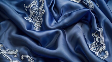 Smooth elegant blue silk can use as background. AI generated illustration