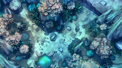 Poster - Crystal Field Battle Map DnD,RPG Map for Dungeons and Dragons,game background,Top view,