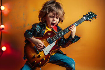 Sticker - Little Boy Rocks Out on Electric Guitar