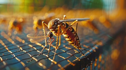 Mosquito Caught in the Mesh