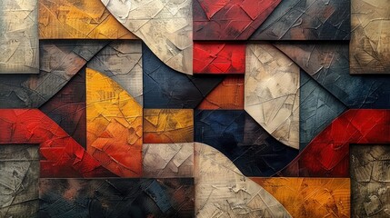 Poster - Abstract Geometric Painting with Vibrant Colors