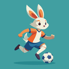 cartoon animal illustration of bunny rabbit soccer football