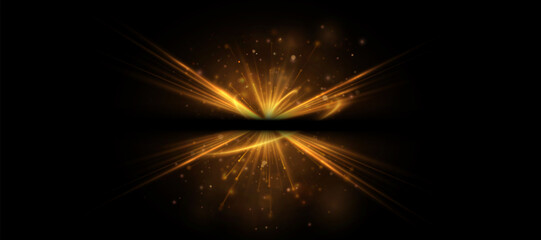 Aufkleber - Abstract golden light split effect. Bright light effect with rays and glare for vector illustration.