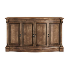 Poster - Antique wooden sideboard with delicate details set against a transparent checkered background