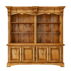 Poster - Stylish pine wood bookshelf with open shelves, ideal for interior mockups