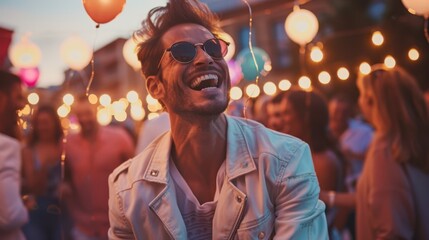 Fototapete - Man at Outdoor Party