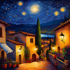 Wall Mural - Tuscany countryside painting