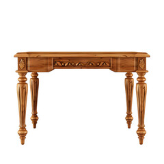 Wall Mural - Elegant carved wood console table with a transparent background for versatile use in design layouts