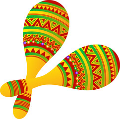 Sticker - Pair of Maracas Instrument Element in Colorful.