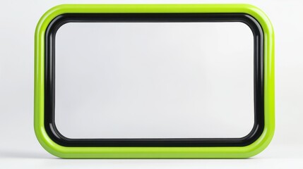 Wall Mural - Neon Green Frame on White Background with Copy Space