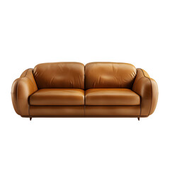 Poster - Modern brown leather sofa set against a transparent checkered background