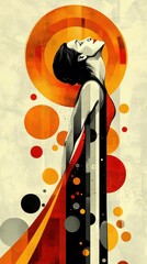 Canvas Print - Stylized Woman in Colorful Abstract Background