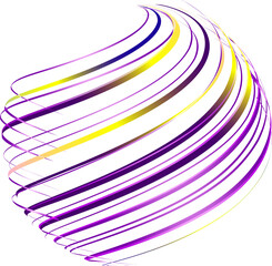 Sticker - Vector illustration of shiny curved lines formed as sphere on black background for science or technology concept.