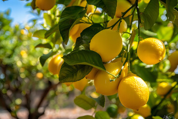 lemon tree laden with ripe fruit