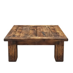 Aufkleber - Rustic brown wooden coffee table with a textured surface, isolated on a transparent background in png format