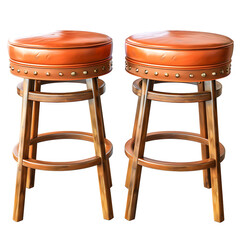 Aufkleber - Pair of classic wooden bar stools with leather seats, isolated with clipping path