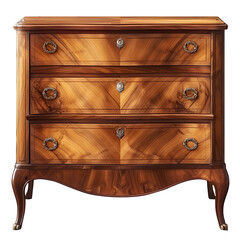 Aufkleber - Vintage wooden dresser with elegant metal handles isolated on a transparent background