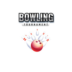 Wall Mural - Bowling tournament poster or flyer design with time and venue details.