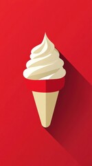 Wall Mural - Stylized Ice Cream Cone on Red Background