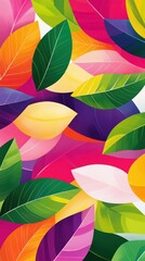 Sticker - Vibrant Leaves in Colorful Pattern Design