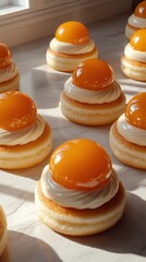 Wall Mural - Delicious Creamy Desserts with Orange Glaze Topping