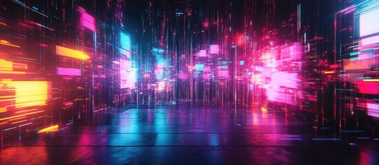 Poster - 3D Rendering of No Signal Display with Technological Glitches and Screen Interference Effects