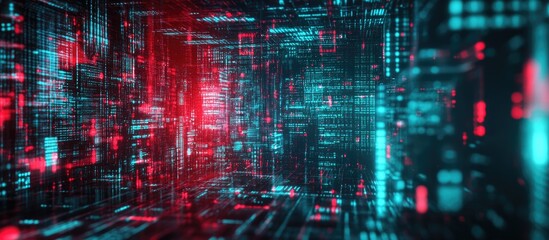Poster - 3D Text Rendering with Futuristic Screen Glitches and Technological Interference Effects