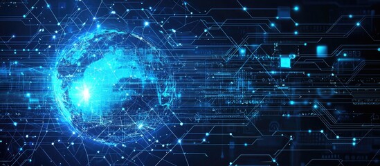 Poster - Abstract Background of Digital Communication Technology Connecting the World