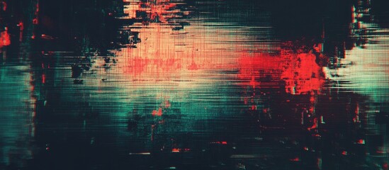 Poster - Abstract Grunge Motion Background with Digital Glitch Effect Distressed VHS Noise and Grain Overlay 3D Displacement Map Texture for Video Distortion and No Signal Error