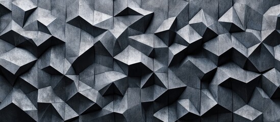 Poster - Close up of a seamless geometric pattern showcasing an intricate array of monochrome gray tones presenting a modern and stylish 3D design ideal for diverse applications