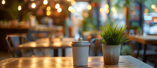 Poster - blurry backdrop of a common eatery with focused area suitable for text or caption, also known as a c