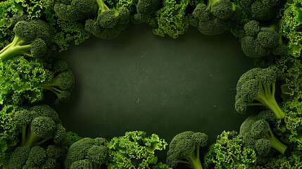 Wall Mural - fresh green broccoli frame background