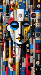 Poster - Abstract Portrait with Bold Geometric Patterns