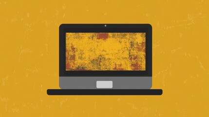 Poster - Stylized Laptop on Textured Yellow Background