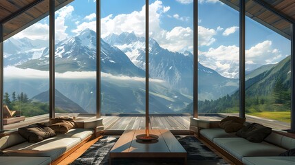 beautiful mountain view from inside the house