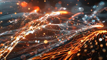 Fototapete - intertwined lines and glowing particles, creating a high-tech aestheti
