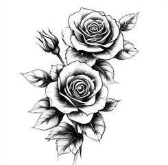 two roses sketch design black and white