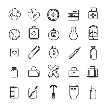 set of business web icons ,  hand drawing graphics sign elements outline symbol for architecture and  medical design isolated vector illustration